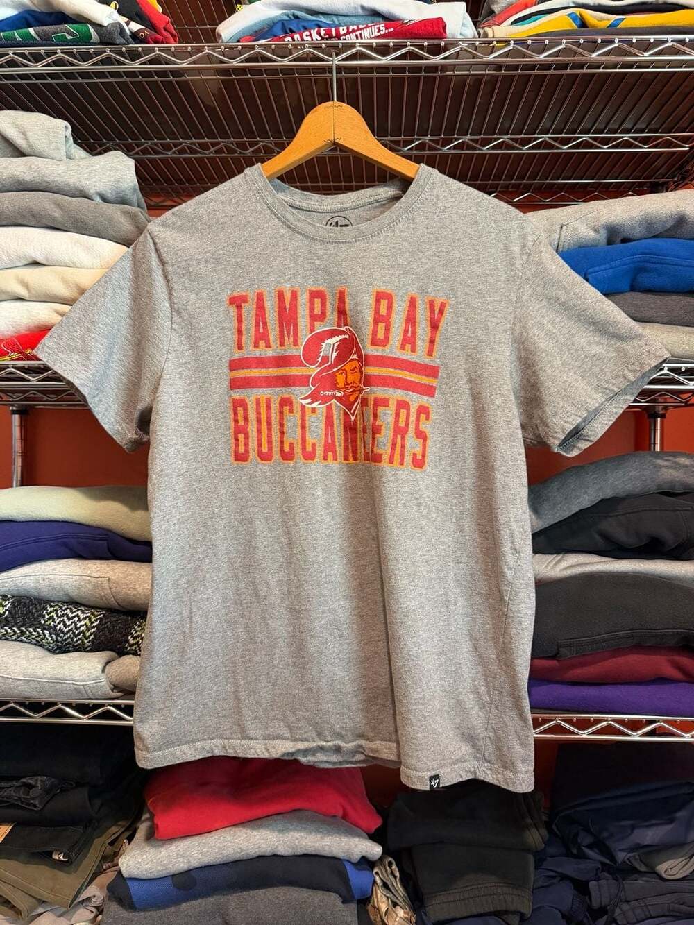 47 Brand Tampa Bay Buccaneers Gray Short Sleeve Retro Logo T-Shirt